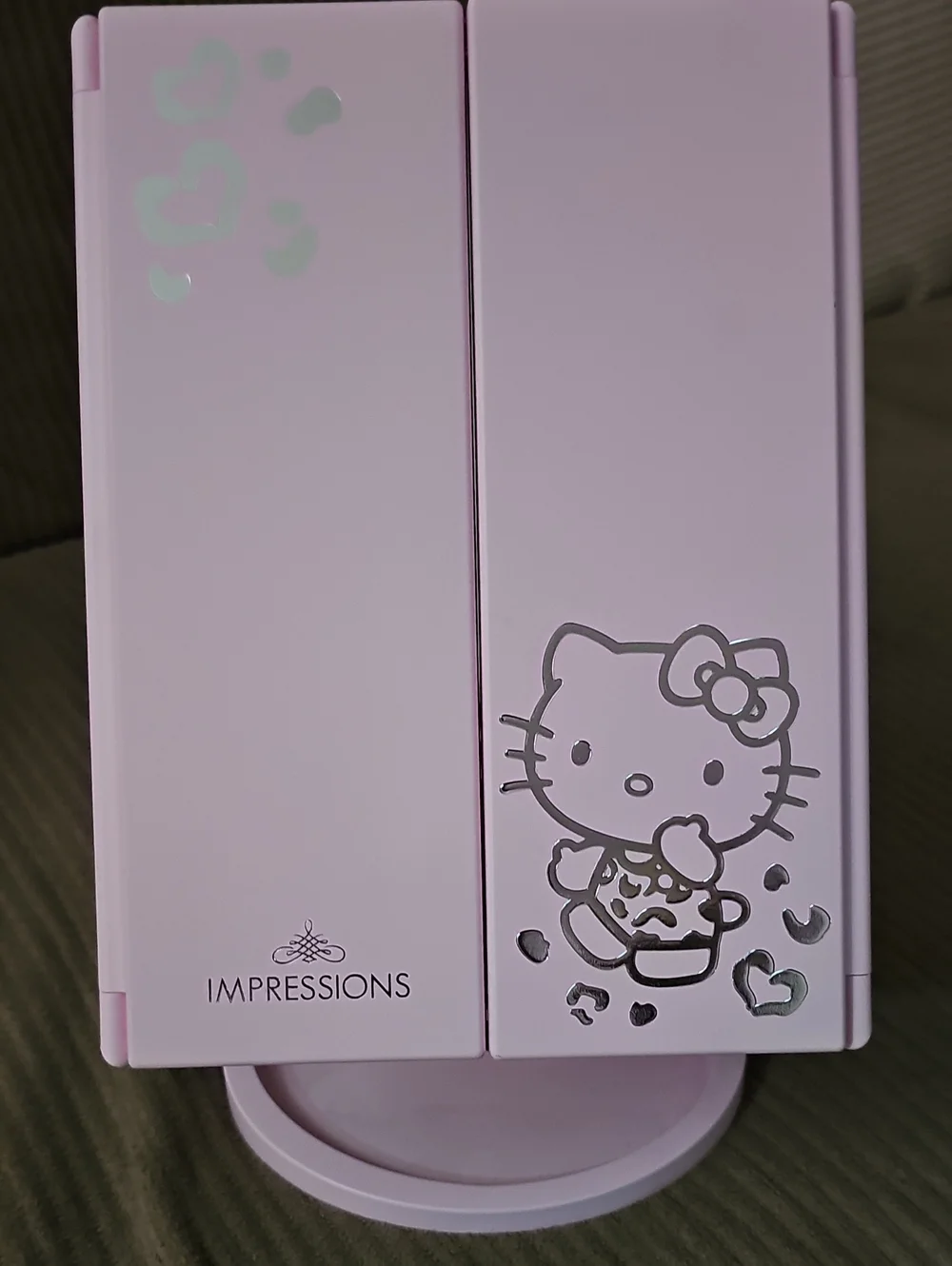 Impressions Hello Kitty Lilac Folding Makeup Mirror with Silver Accents